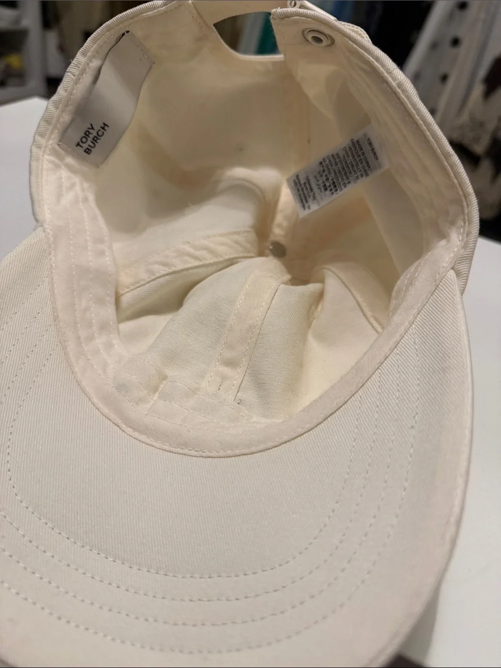Tory Burch white Baseball Cap with Navy Logo